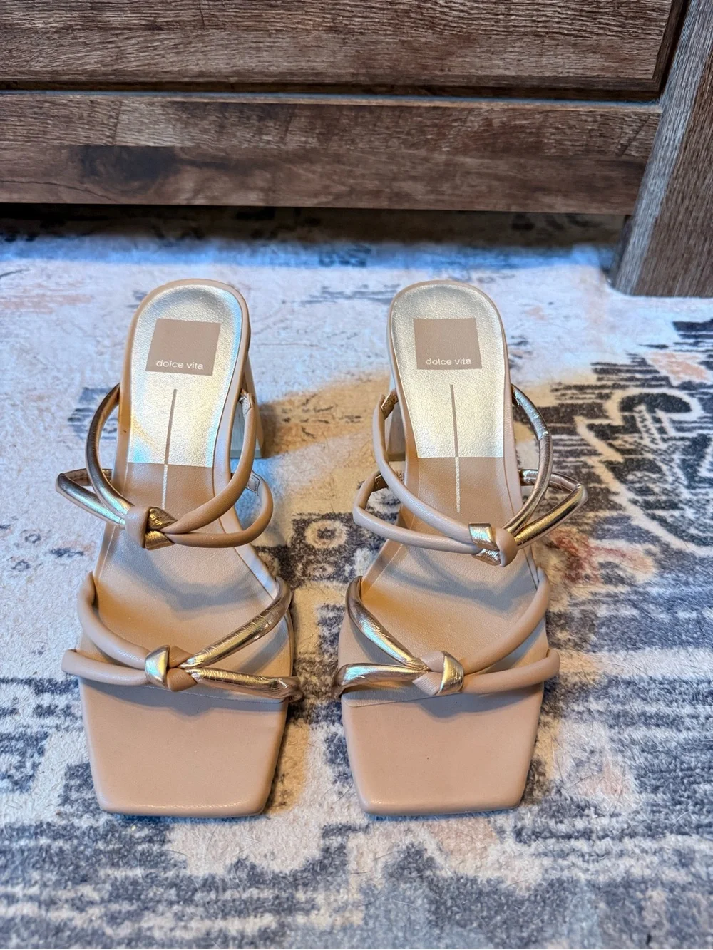 Dolce Vita Beige and Gold Knotted Strap Heeled Sandals- BRAND NEW!